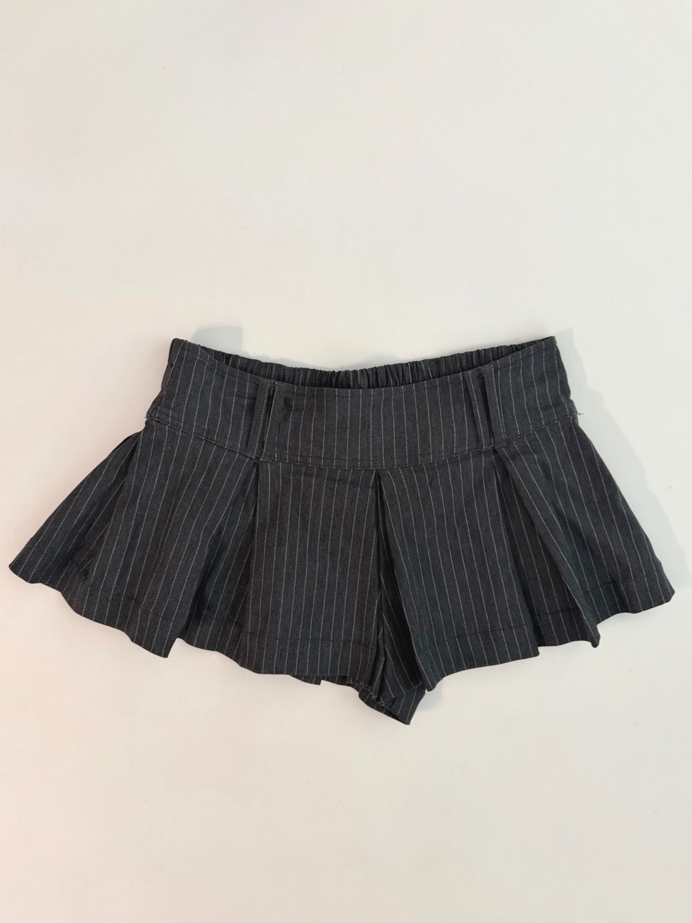 Pinstripe Pleated Grey Women’s Mini Skirt Shorts